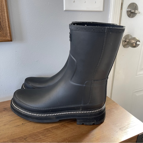 Hunter Black Ankle Boots - Picture 1 of 12